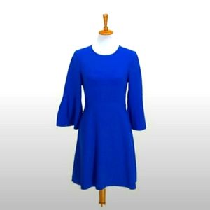 Eliza J Women’s Dress Bell Sleeve Crewneck Fit & Flare Dress Cobalt Blue Size 4